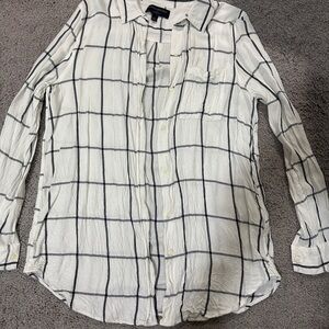 Banana Republic White and Black Grid Shirt